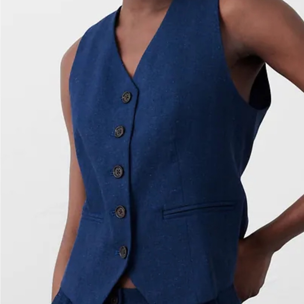 Banana Republic Factory Blue linen vest